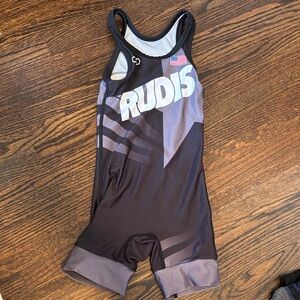 Rudis Black and Gray Wrestling Singlet